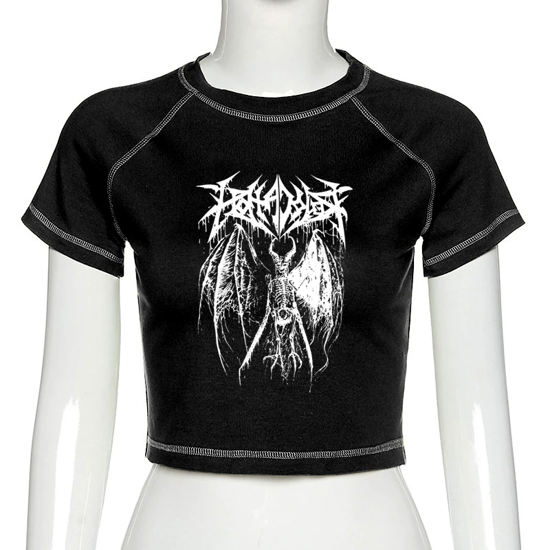 Женская футболка Хараджуку Y2K Crop Top Harajuku Retro Korean