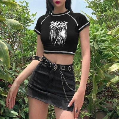 Женская футболка Хараджуку Y2K Crop Top Harajuku Retro Korean