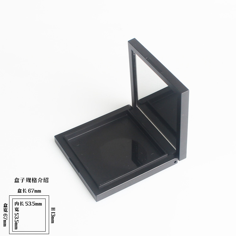 Frosted Brief Black Powder Cake Box Empty box Pink Pink Eye Shadow Core Replacement Box Square With Mirror Mount 53 5mm