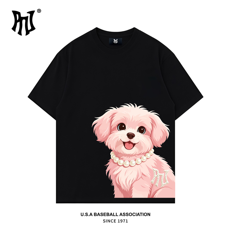 [Hot Sale at the Counter] Short-Sleeved T-Shirt 2026 Summer New Style Pure Cotton Trendy Brand Cute Style Puppy Print T-Shirt for Men and Women