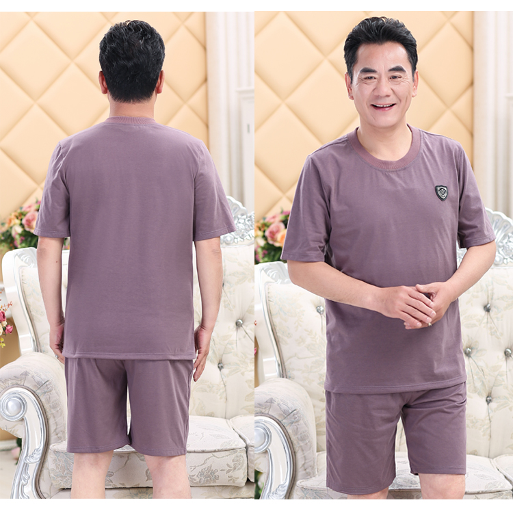 Mùa hè người đàn ông trung niên của bông đồ ngủ cha mỏng nam ngắn tay quần short cotton trung niên dịch vụ nhà phù hợp với