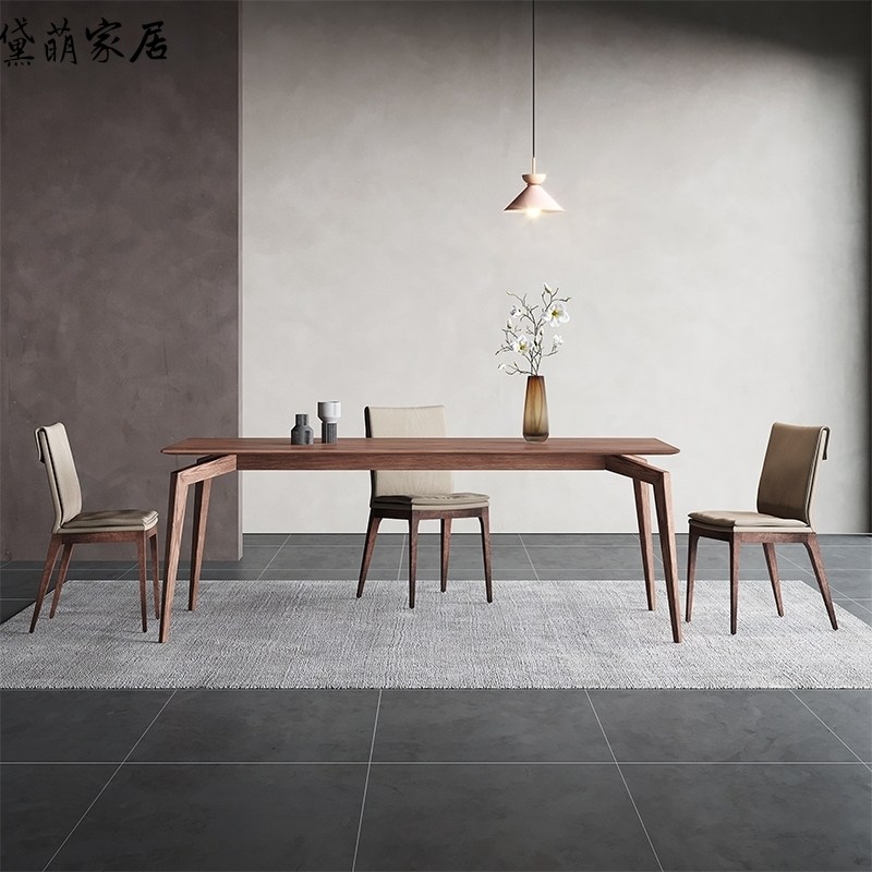 Nordic Solid Wood Rectangular Designer Desk Brief Home White Wax Wood Small Family Dining Table Reception Negotiation Table