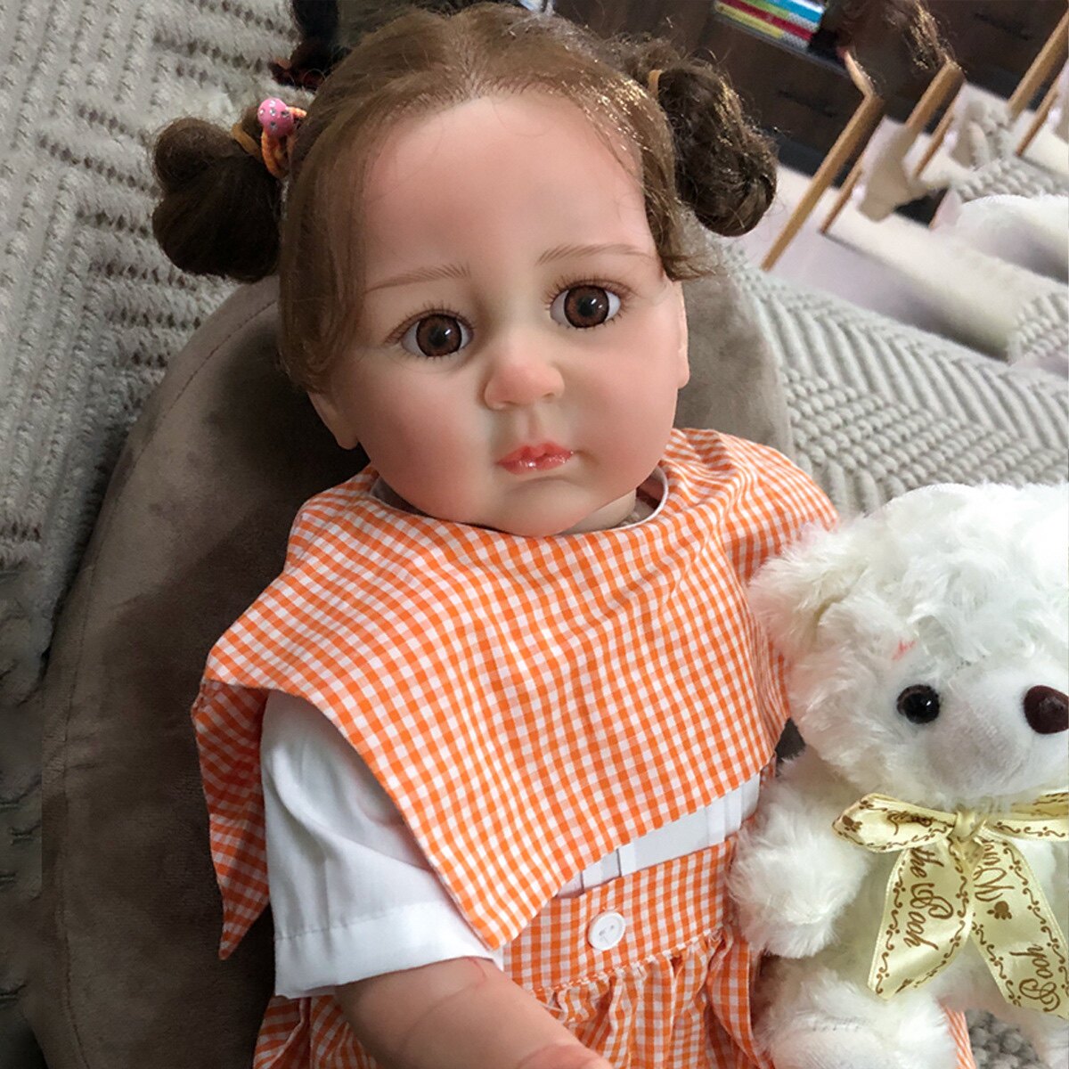 55cm Asian Face Silicone Reborn Doll Simulation Baby Cute Baby Toy Model Gift Collection