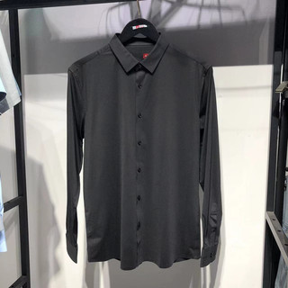 品牌男装秋冬款男士弹力柔软黑色简约商务长袖衬衫修身衬衣打底衫