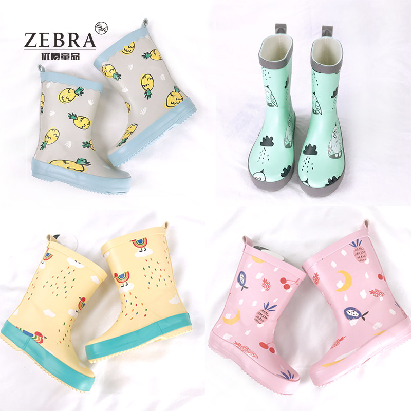 Child Rain Shoes Boy Girl Students Cute Anti-Slip Kid Rain Boots CUHK Kid Rubber Shoes Baby Kindergarten Water Shoes