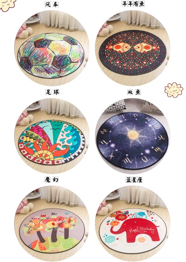 Plush thảm phim hoạt hình tròn in thảm rửa có thể được cắt phòng ngủ chống trượt bò bé chăn trẻ em - Thảm thảm trải sàn phòng ngủ