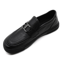 Mens shoes autumn 2021 black thick soled casual leather shoes fashion a pedal soft soles lofford shoes mens wild trendy shoes