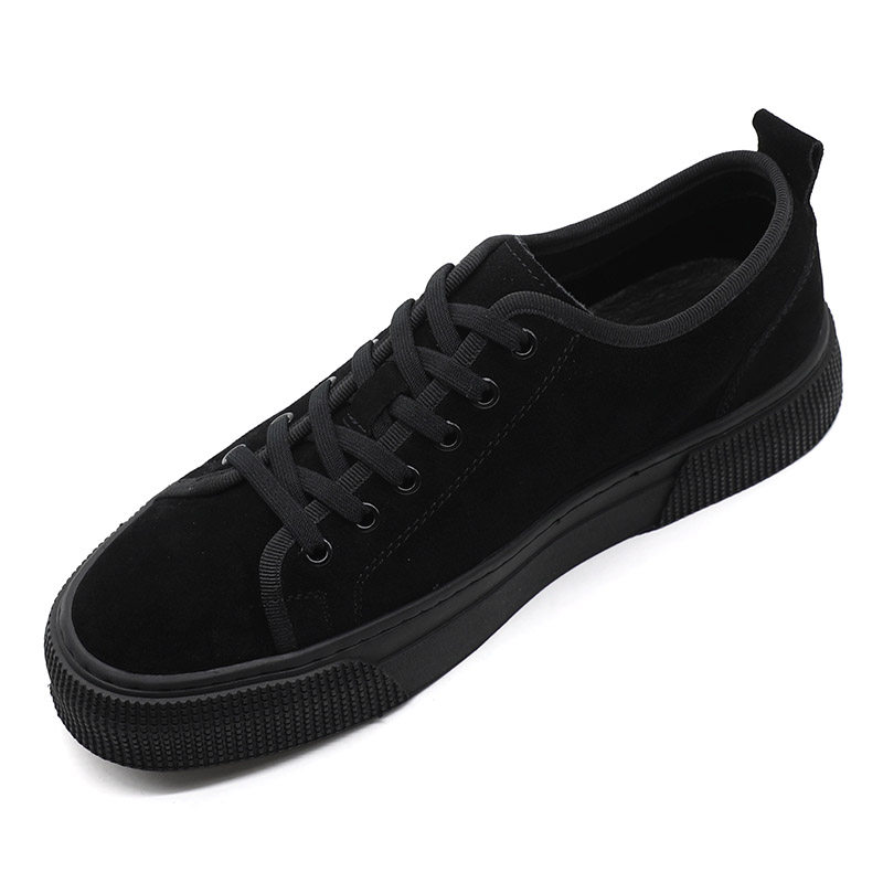2022 Spring and Autumn New Thick-soled Men's Shoes Fashion Suede Black Casual Small Sneakers Genuine Leather All-Match Casual Shoes