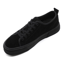 2021 autumn and winter New thick soled mens shoes fashion flip fur black casual small board shoes leather Joker casual shoes