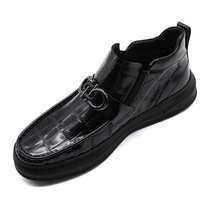 Mens shoes winter 2021 new high-top shoes mens embossed cowhide casual shoes fashion classic high-top leather shoes mens cotton shoes