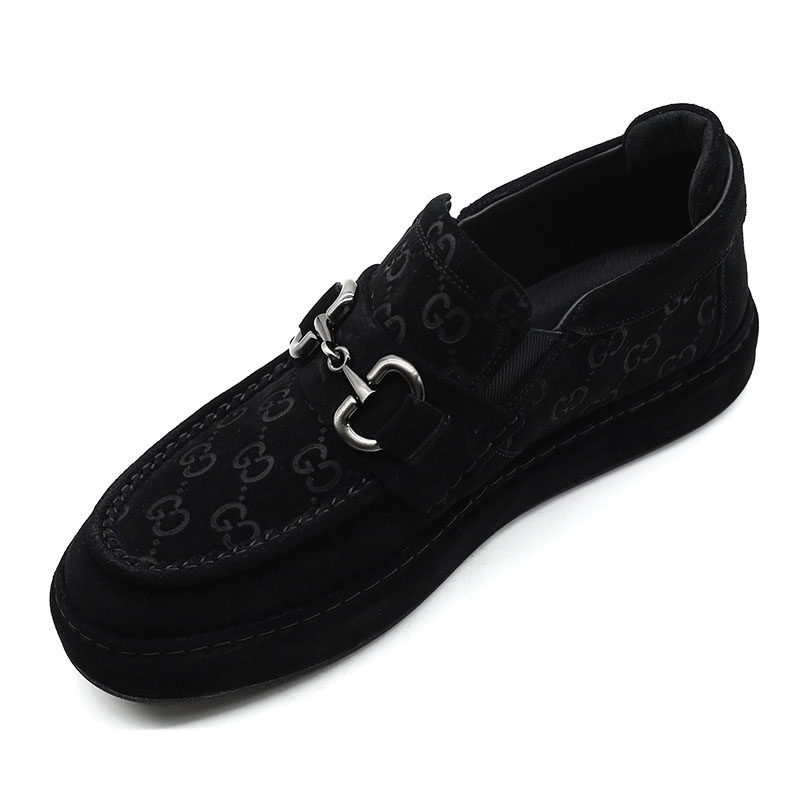 Genuine leather men's shoes 2022 spring and autumn men's thick-soled increased suede shoes all-match buckle trend frosted leather casual shoes