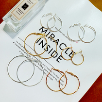 Sun Korea Temperament Brief Size Circle Earrings Earrings Personality Retro Circle Earrings Cold Light Wind Ear Trinkets