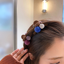 Autumn and winter retro color plush ball ball small grab clip niche forehead hairclip side clip shark clip hair grab hair accessories female