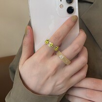 Two-piece set of niche acrylic acetic acid smiley face ring temperament ins cold wind resin index finger ring female tide