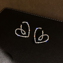 Temperament advanced sense full diamond empty Love earrings 2021 new versatile light luxury earrings female autumn and winter earrings tide