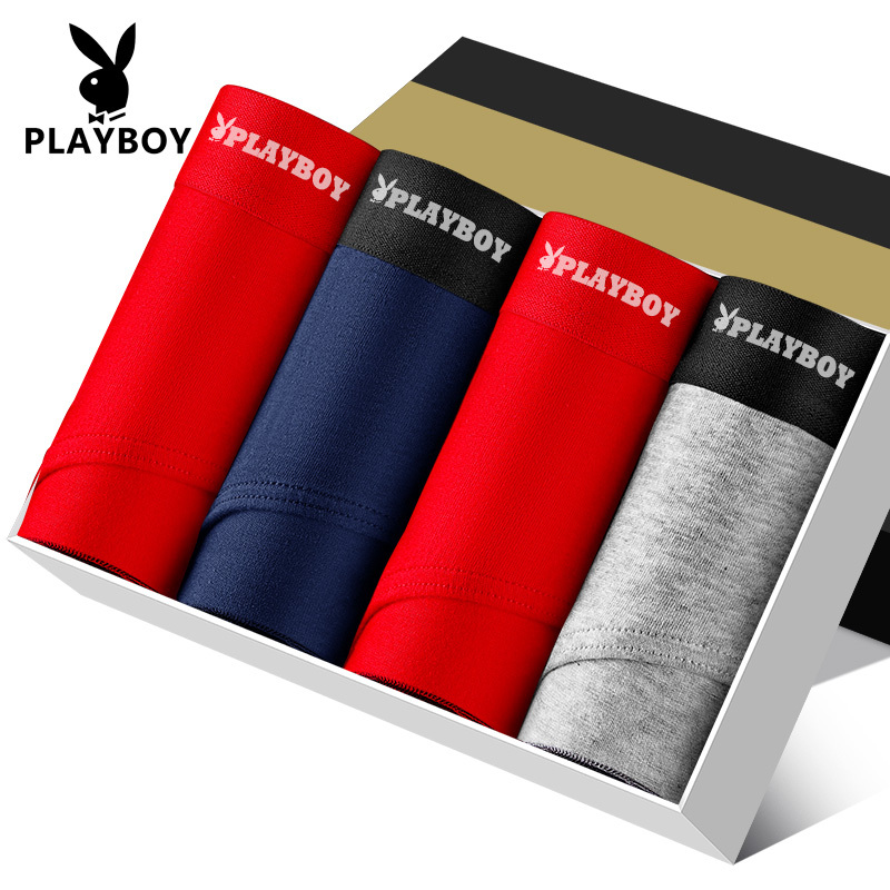 Playboy Men's Briefs, 100% Pure Cotton, Men's Large Size Briefs, Boys' Red Briefs