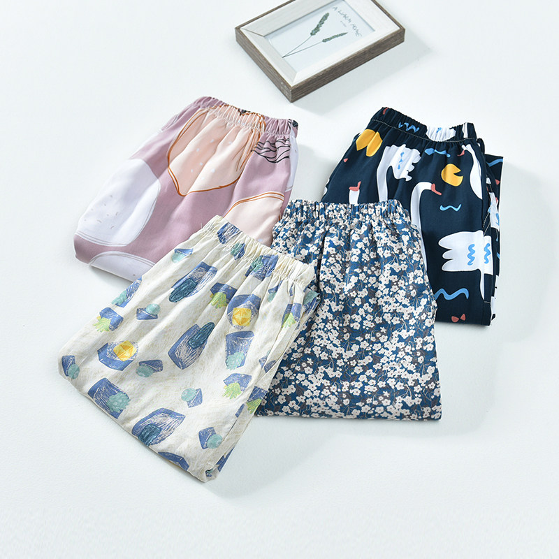 Cotton Silk Sleeping Pants Woman Long Pants Spring Autumn Summer Thin style Loose Beam air conditioning Anti-mosquito pants can be externally worn with artificial cotton home pants