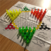 Large checkers Adult casual childrens puzzle game chess student checkers three-color 45-grain board game checkers