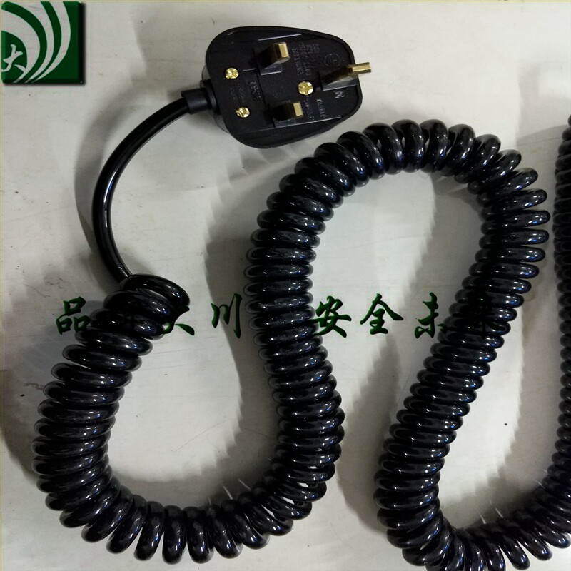 British standard with insurance three-plug national standard British PU slingshot power cord elastic line copper core 3*0 75 1 5 square