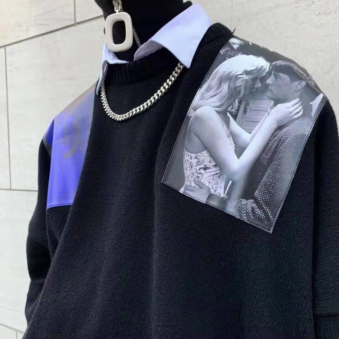 RAF 19FW sticker cinematic man like printed loose contour sleeve head knitted sweater for the autumn and winter sweater