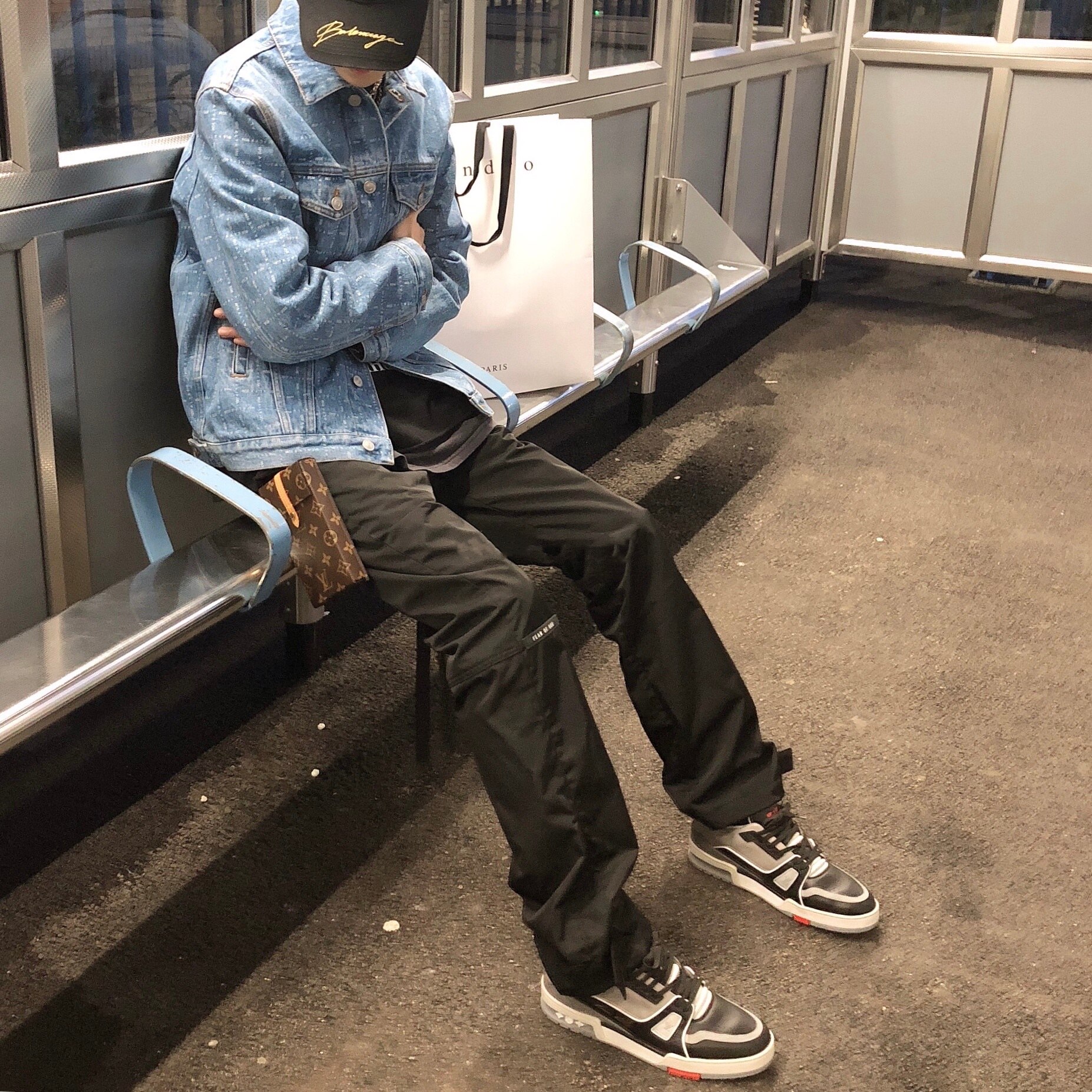 ALYX denim jacket functional wind full print logo print washed blue denim high street loose long-sleeved jacket