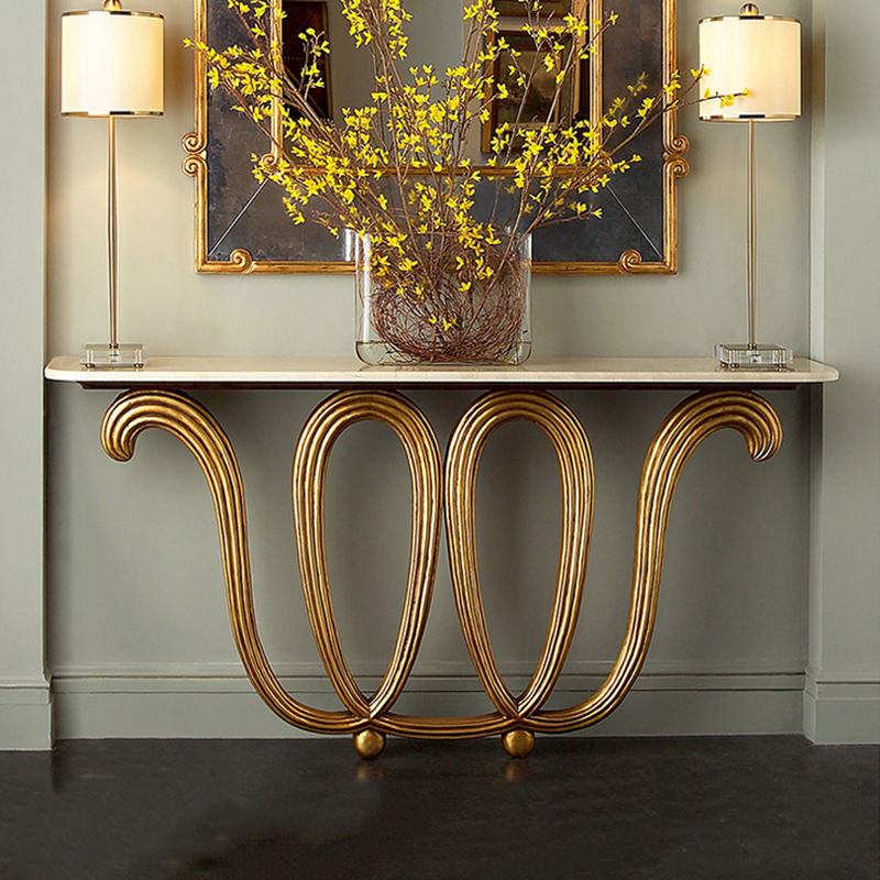 Light Extravagant American Solid Wood Genguan Terrace Method Modern Genguan Table Eu Style Brief Side Table High-end Living Room Door Hall Furniture