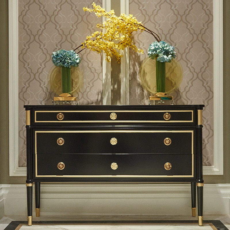 Light luxury post-modern porch cabinet American style dining cabinet porch European style foyer decoration cabinet living room storage cabinet solid wood