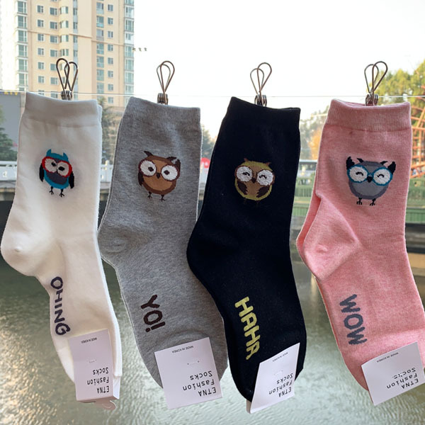 Women's Socks, Pure Cotton Short Socks, Korean Imported Ulzzang Owl Socks, New Autumn Trendy Socks, Versatile and Unique Socks Women's Socks, Pure Cotton Short Socks, Korean Imported Ulzzang Owl Socks, New Autumn Trendy Socks, Versatile and Unique Socks