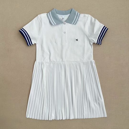 French-Style Summer New College-Style Elegant Short-Sleeve Dress for Older Girls, Pleated Skirt, High-Quality Casual Fashion