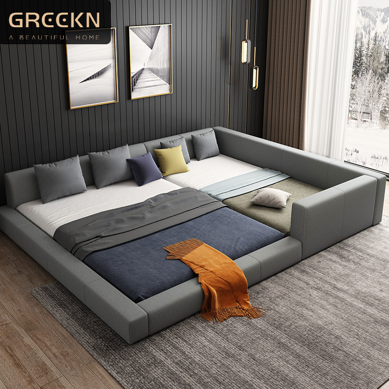 Two-child family parent-child bed a family of three or four tatami bed master bedroom king bed 3 meters oversized wash-free technology cloth bed