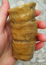 Ningqiang coral jade yellow and white radiant pattern single sun pattern fossil can be carved into toy beads and strings W