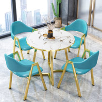 Light luxury negotiation tables and chairs combination coffee shop milk tea shop meeting guests reception casual Nordic marble simple round dining table