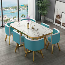 Negotiation tables and chairs dining table and chairs combination 6-person desk simple reception Nordic rectangular household small-sized dining table