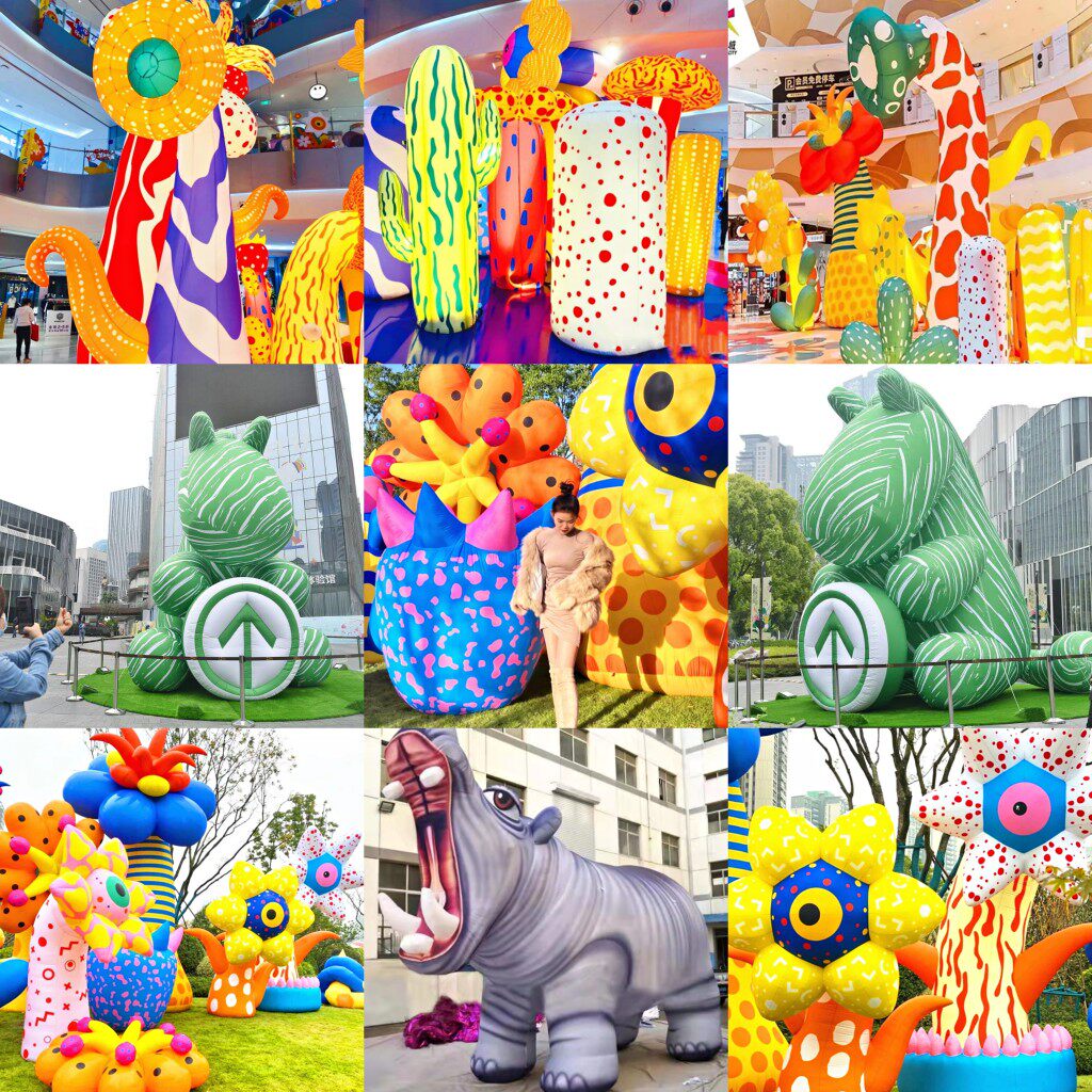 Customized inflatable stroke code green code gas mode creative cartoon embracing green horse anti-epidemic mall Mei Chen Square decoration
