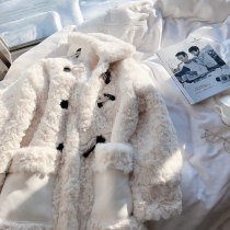 2020 Korean fashion young imitation rabbit fur grass coat Womens winter long fur one-piece lambskin coat