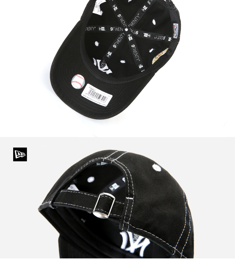 NEWERA MLB New York Thêu đen NY / LA Điều chỉnh Hip Hop uốn cong Đàn ông và phụ nữ Vịt lưỡi 	quả bóng chày da cứng	