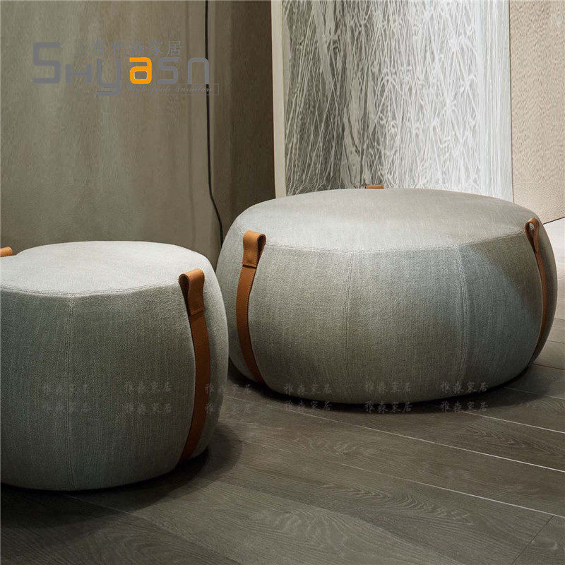 Nordic Creative Fashion Solid Wood Round Fabric Sofa Stool Down-to-hood Cloakroom Makeup Chair Clothing Shop Swap