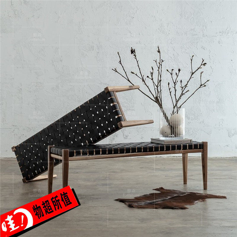 Dining Stool Light Extravagant Industrial Wind Saddle Bull Leather Weave Genguan Entrance Door Change Shoes Stool Nordic Solid Wood Dining Hall Long Strip Bench