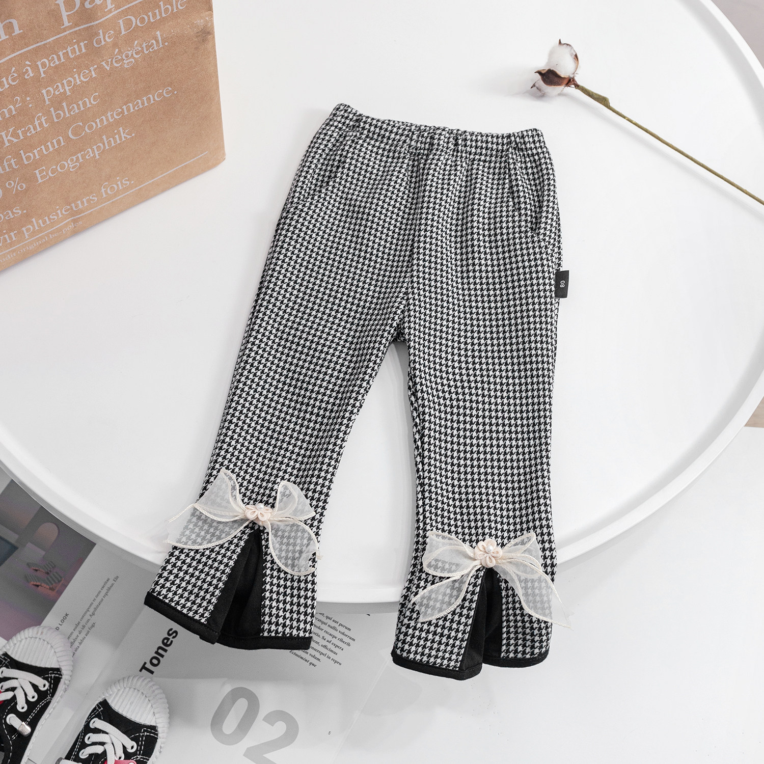 Girl Casual Pants Spring Autumn Clothing 2022 New Children Pants Foreign Gig gig Butterfly knot Horn Trousers Long Pants