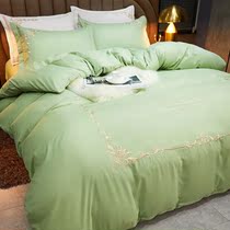 Four-piece cotton embroidery simple atmospheric solid color sheets quilt cover 1 51 8 double quilt cover kit bedding