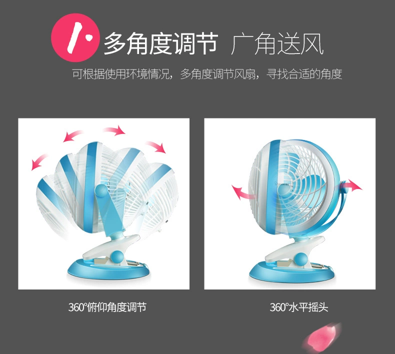 [Tự vận hành] Sai tỷ fan hâm mộ đa năng USB fan hâm mộ clip sinh viên có thể treo tường nhỏ quạt di động FTB6-01 - Quạt điện giá quạt điện