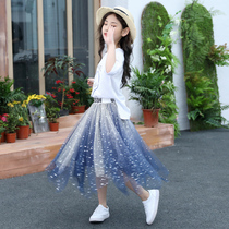 Girls foreign-style mesh dress childrens summer fashion childrens clothing girls half-length skirt