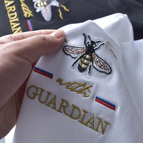 Летняя футболка, с вышивкой, из ворсистого хлопка, круглый воротник