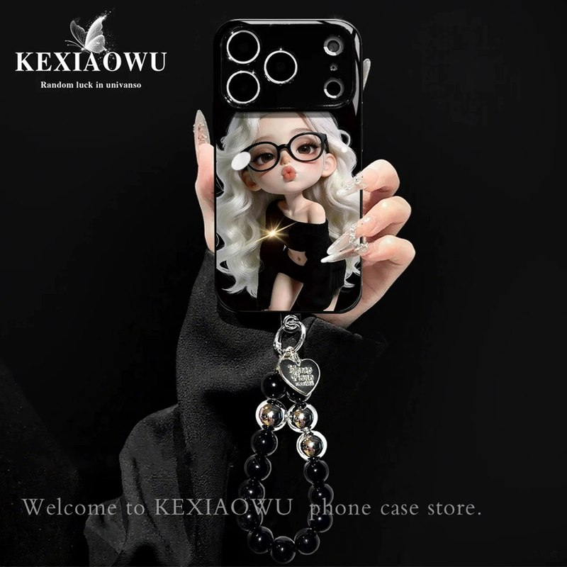 Sweet and Cool Girl Style Phone Case for Apple 17 Pro Max, iPhone 16 Pro New Model, Korean High-End Niche Design, ins Protective Case for 15/13 with Bracelet, 14 Plus Electroplated Glass Female Case Sweet and Cool Girl Style Phone Case for Apple 17 Pro Max, iPhone 16 Pro New Model, Korean High-End Niche Design, ins Protective Case for 15/13 with Bracelet, 14 Plus Electroplated Glass Female Case