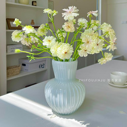 Ice Beauty Glass Vase, Light Luxury, High-End Design, Niche Mid-Century Style, Glass Living Room Decoration, Water-Cultured Flower Container