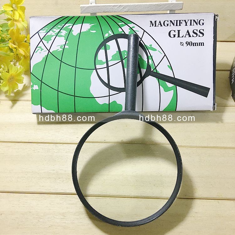 90mm hand-held magnifying glass magnifying 5 times teaching instrument biological experiment reading book reading newspaper plastic handle