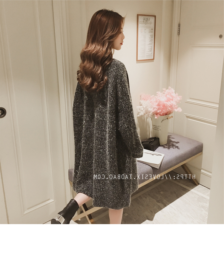 Mùa xuân 2019 mới áo len dệt kim dài của phụ nữ phiên bản Hàn Quốc của áo len dày đến đầu gối áo len dày mùa đông - Đan Cardigan áo khoác len cardigan nữ