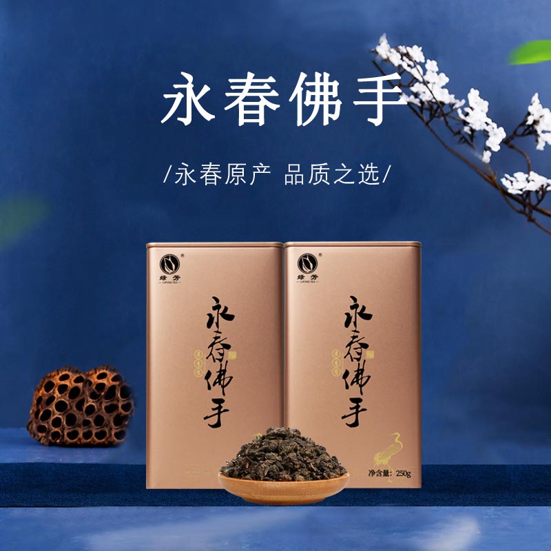 Green aromatic tea Yongchun tea mountain Minnan Oolong tea autumn tea new tea fragrant iron box gold canned 250g