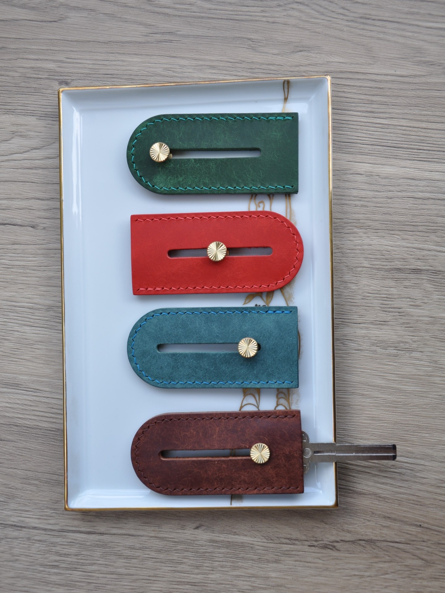 Original Handmade Push-Pull Leather Key Case Keychain Key Storage Key Organizer Handmade Key Case