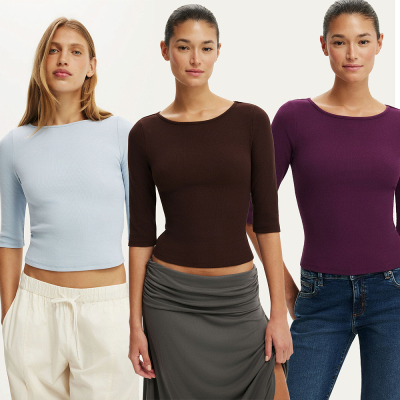 Australian Brand C, Comfortable Mid-Sleeve T-Shirt! Casual Everyday Cotton Off-Shoulder Slim-Fit Stretchy Top for Women, Suitable for Spring and Autumn Australian Brand C, Comfortable Mid-Sleeve T-Shirt! Casual Everyday Cotton Off-Shoulder Slim-Fit Stretchy Top for Women, Suitable for Spring and Autumn